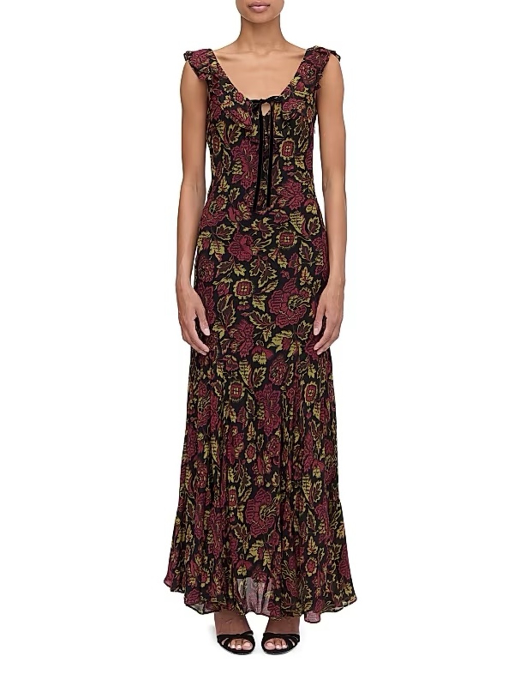NWT Hill House Augustina Black Red Floral Maxi Dress— Womens Small